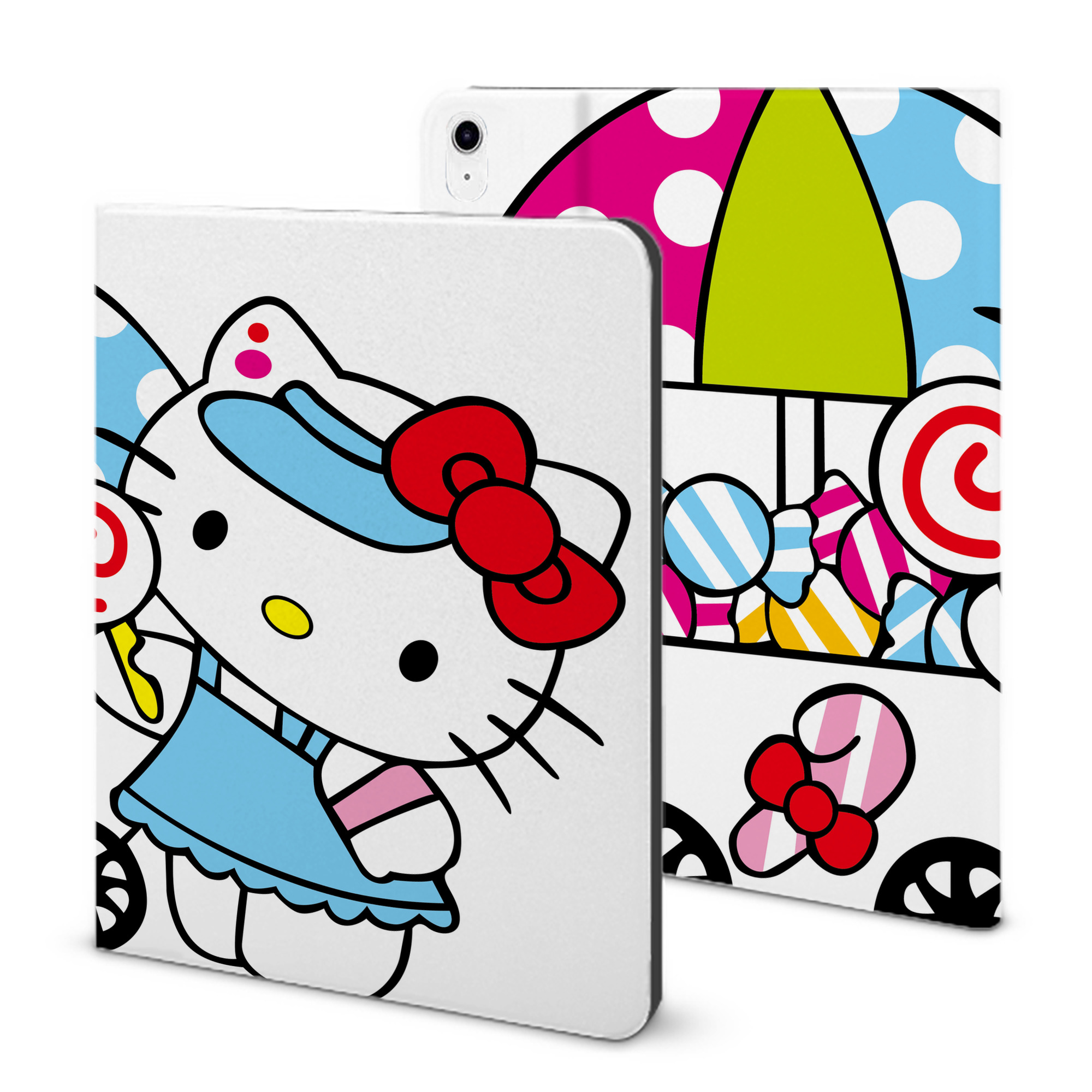 （画像用） Hello Kitty ハローキティ IPad ケース ブック型 PUレザー TPU 耐衝撃 軽量 薄型 ペン収納なし 全面保護 IPad 各モデル対応
